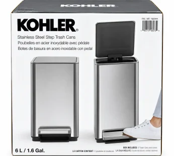 KOHLER Stainless Steel Step Trash Cans – 6L / 1.6 Gallon